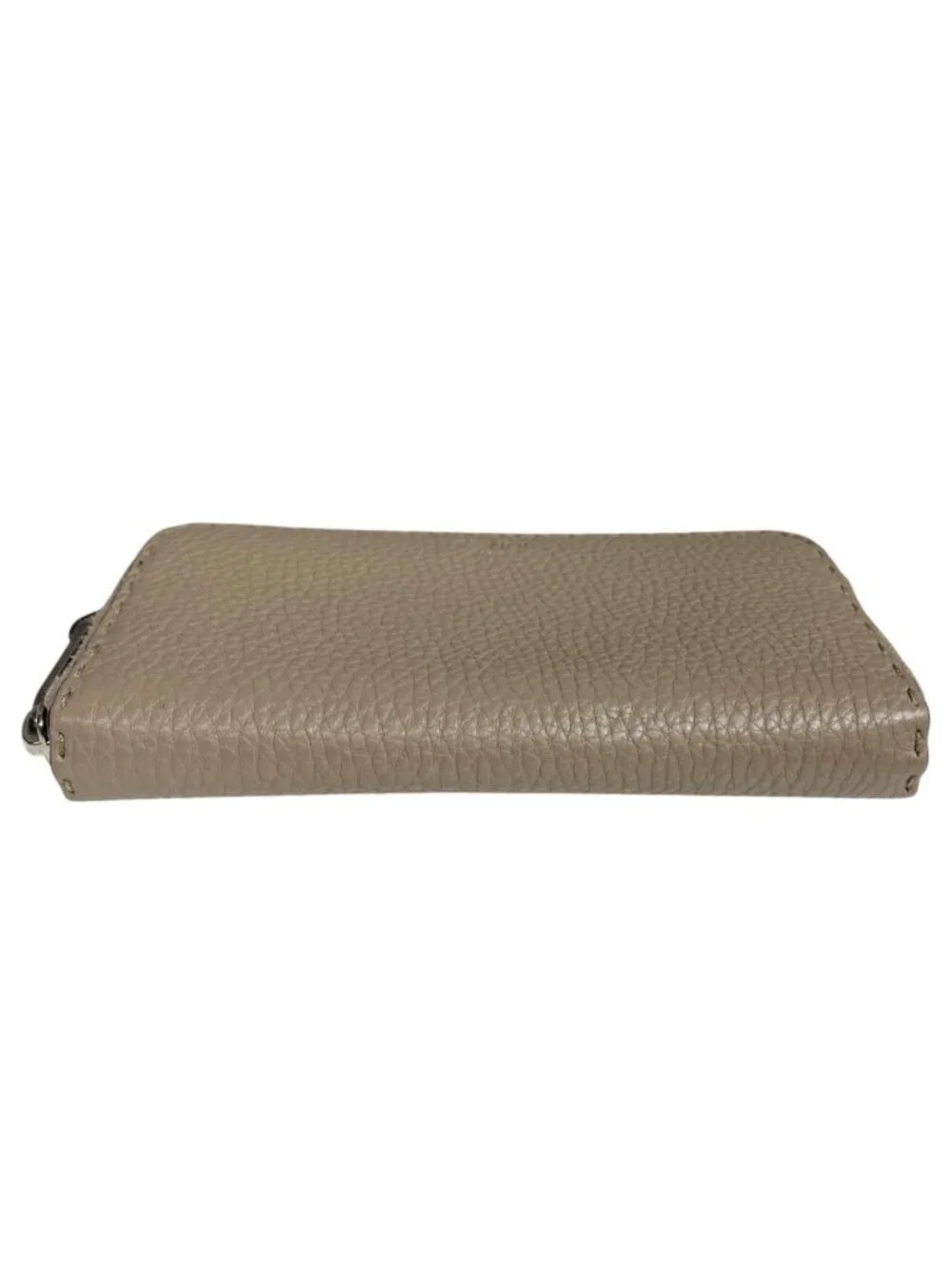 Fendi Wallet Selleria Zip Around Greige Beige Leather